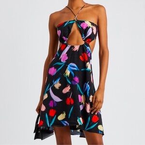 ROTATE BIRGER CHRISTENSEN Nanna cutout floral-print jacquard mini dress